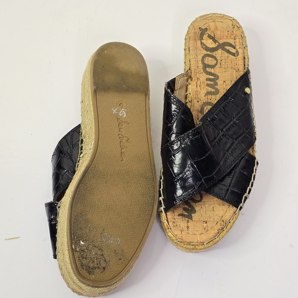 2/$60 Sam Edelman Black Croc-Embossed Natty Sandals - Picture 3 of 6